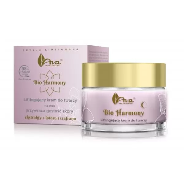 Ava bio harmony luxury intenzív lifting hatású anti-aging éjszakai arckrém sáfránnyal és lótusszal 50 ml