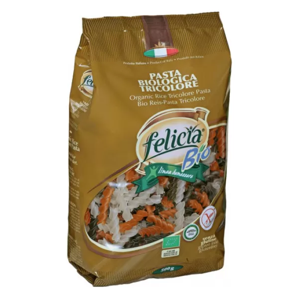 Felicia Bio gluténmentes tészta rizs fussili trikolor 500 g